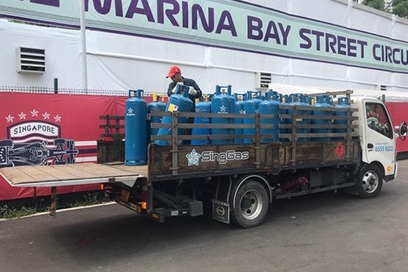 SingGas LPG cylinders in lorry